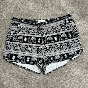 Mudd Black and White Elephant Pattern Shorts